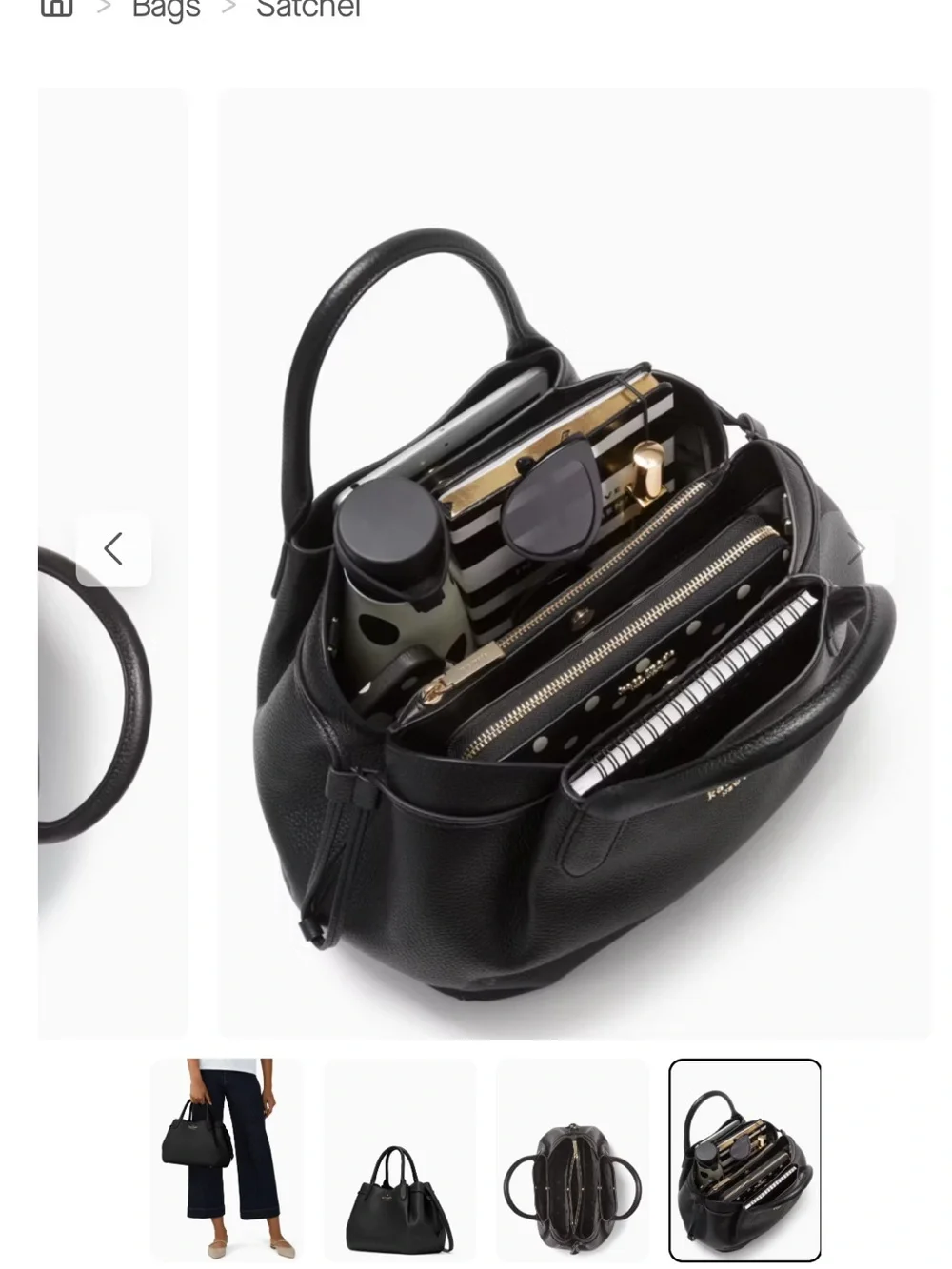 kate spade Black Pebbled Leather Satchel with Gold Logo - Picture 5 of 5